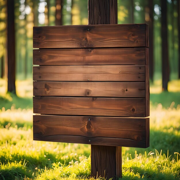 un letrero de madera en la hierba con el sol detrás de él