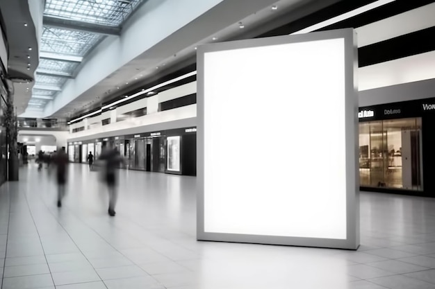 Letrero de maqueta blanco en blanco vacío con área de espacio de copia para centro comercial o negocio público