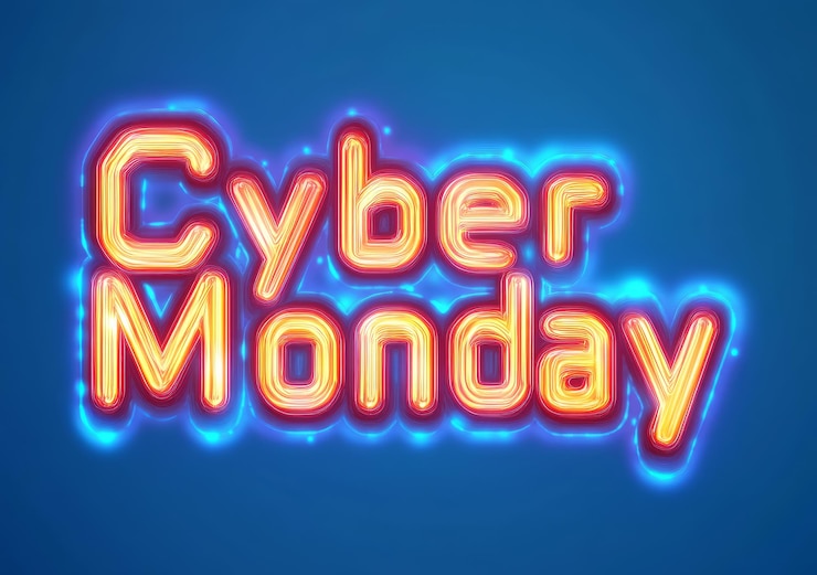Foto un letrero de neón que dice cyber lunes en él
