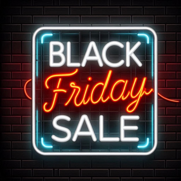 un letrero de neón que dice venta de viernes negro