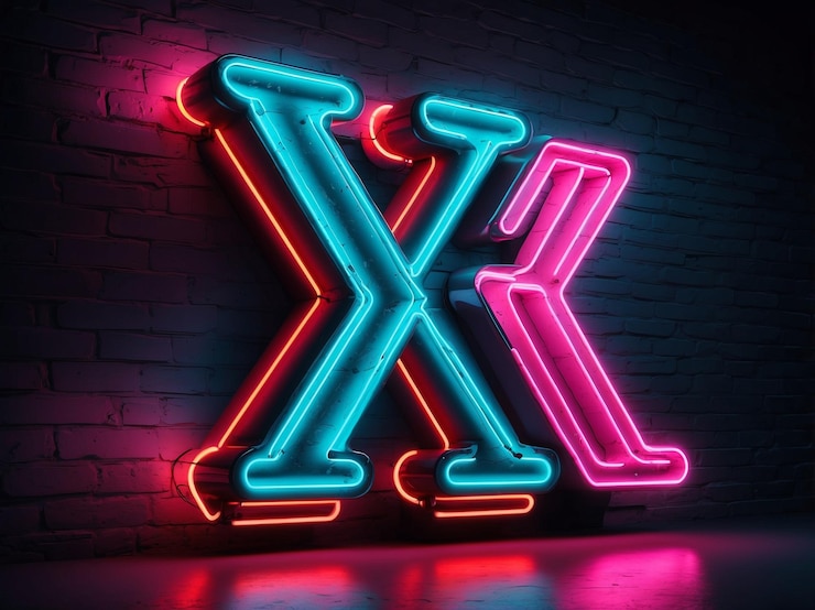 Foto un letrero de neón que dice x en él