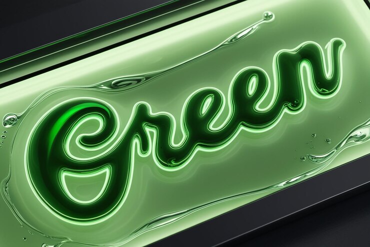 un letrero de neón verde que dice verde en él
