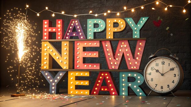un letrero que dice feliz año nuevo en él