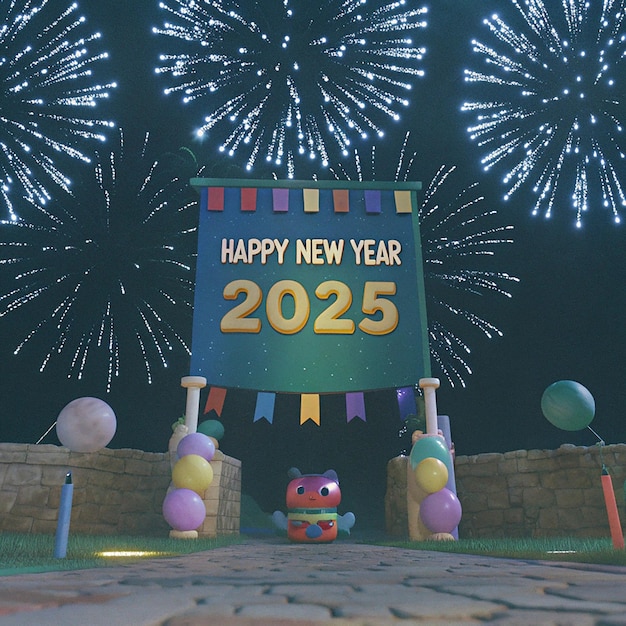 un letrero que dice feliz año nuevo en él