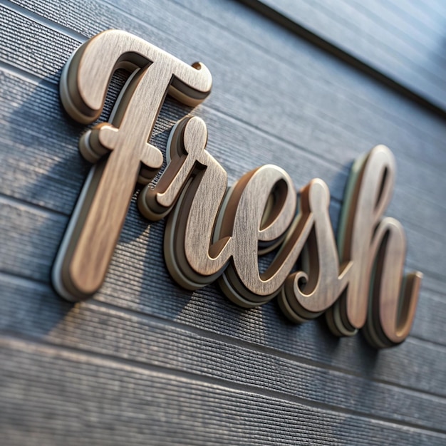 un letrero que dice fresco en letras de madera