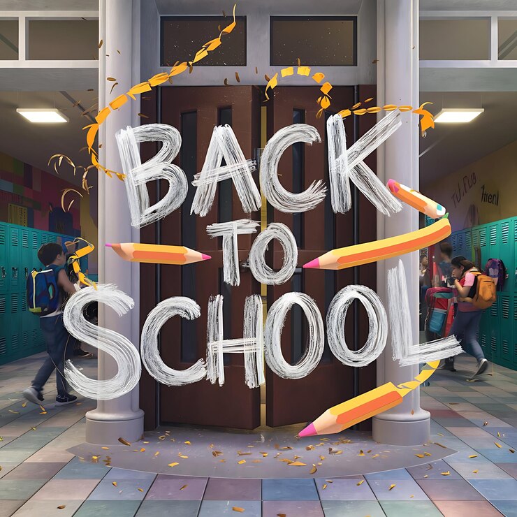 Foto un letrero que dice de vuelta a la escuela con las palabras de vuelta á la escuela escritas en él
