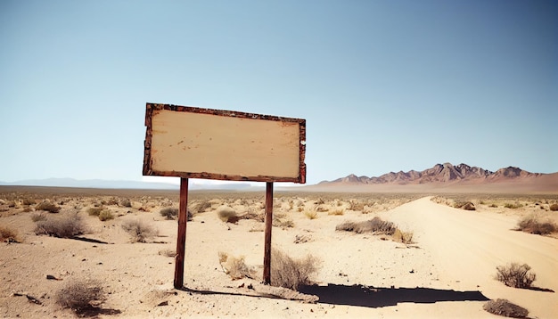 Letrero vacío en el desierto IA generativa