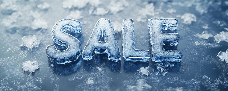 Foto letrero de venta congelado que promueve descuentos y promociones de invierno