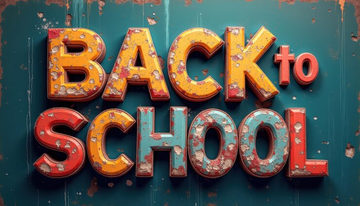 Foto letrero vintage de regreso a la escuela con un aspecto angustiado y rústico