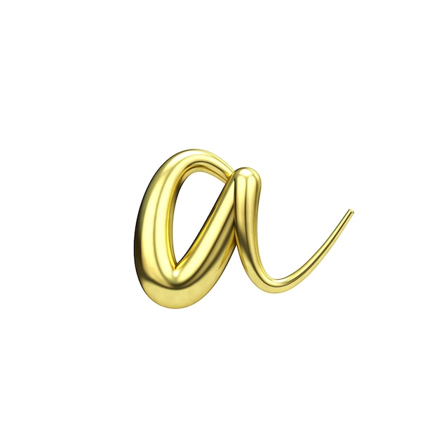 Letter A gold handschriftliche Schrift 3D-Rendering