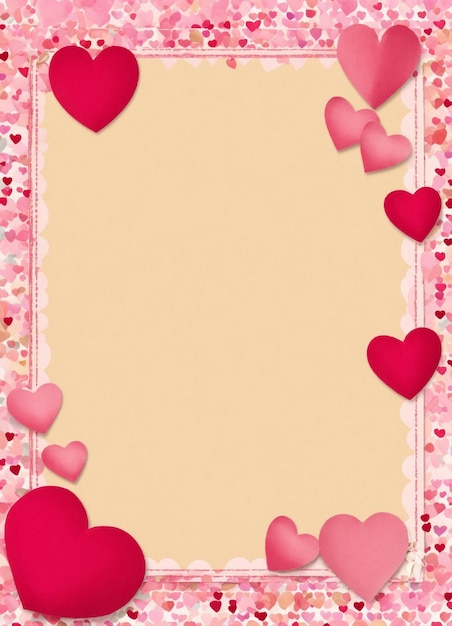 Foto letter paper with soft hearts border