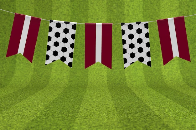Lettland-Flagge und Fußball-Textur Fußball-Flagge Ammer 3D-Rendering