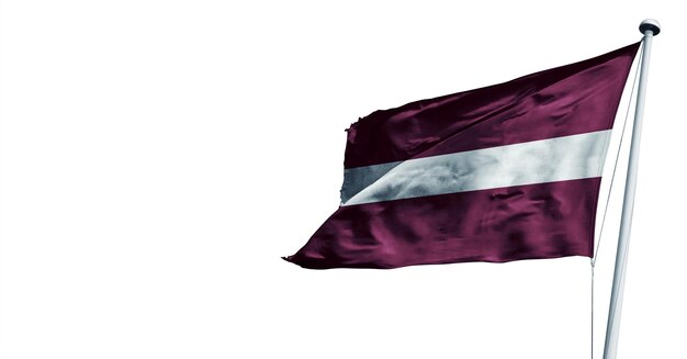 Lettland schwenkt 3D-Renderflagge auf weißem Hintergrund. - Bild