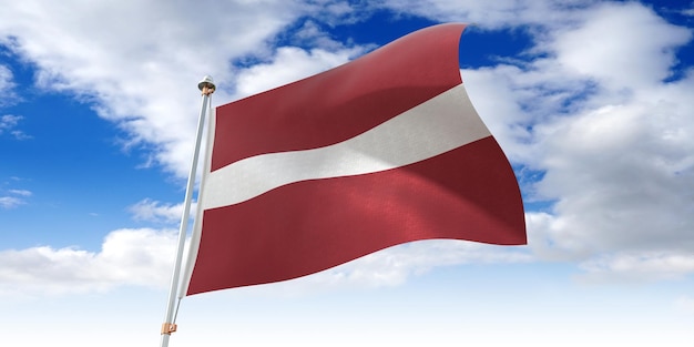 Lettland wehende Flagge 3D-Darstellung