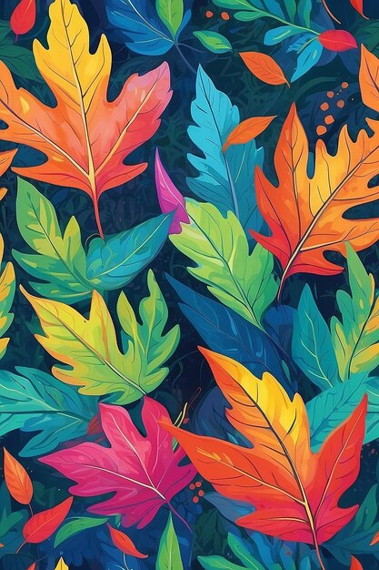 Leuchtend farbige abstrakte Malerei von Blättern in einem hellen generativen Ai