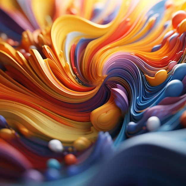 Leuchtend farbige Papierkunst mit einem Farbwirbel generativ ai