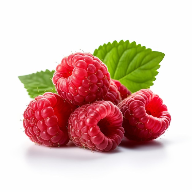 Leuchtend farbige Raspberry-Produktfotografie auf weißem Hintergrund