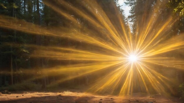 Foto leuchtend gelbe sonnenstrahlenscheinung