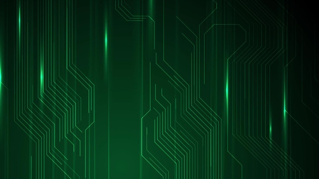 Leuchtend grüner Neon-Leiterplattenlinien-Tech-Hintergrund
