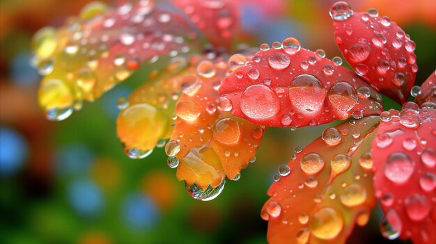 Leuchtend orangefarbene Blütenblätter, verziert mit glitzernden Wassertropfen