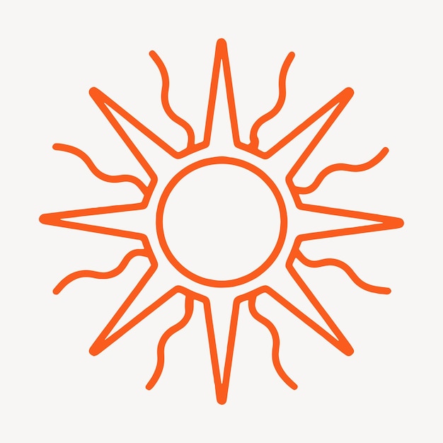 Leuchtend orangefarbene Sonnenikone