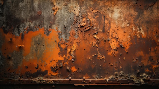 Leuchtend orangefarbene Struktur aus verrostetem Metall mit robuster Patina