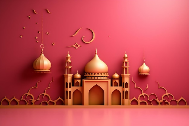 Leuchtend rosa Eid Mubarak Design