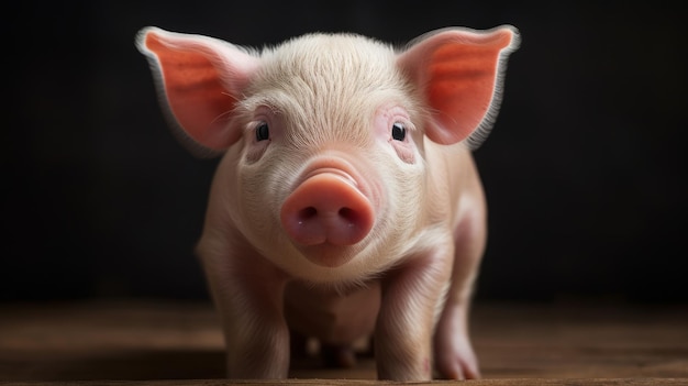 Leuchtend rosa niedliche Schweinchen-Nahaufnahme, KI generiert
