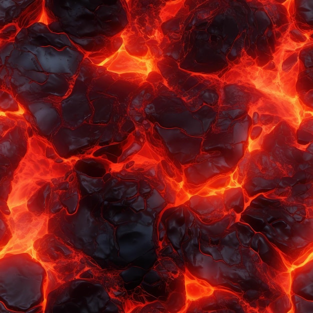 Foto leuchtend rot-orangefarbene lava mit dunklen bereichen als tapete