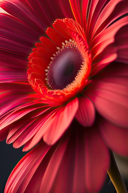 Leuchtend rote Gerbera-Blume aus nächster Nähe