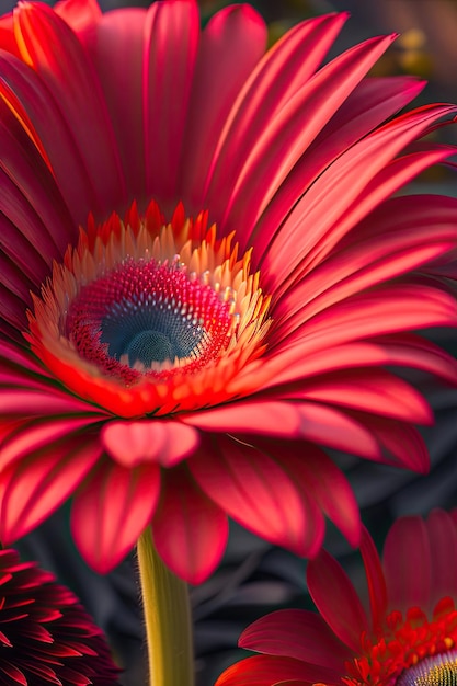 Leuchtend rote Gerbera-Blume aus nächster Nähe