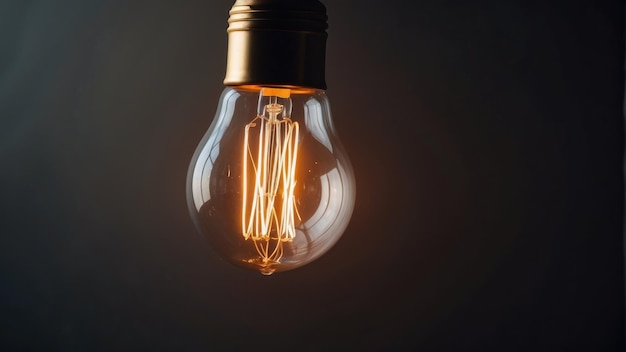 Leuchtende Edison-Glühbirne auf dunklem Hintergrund