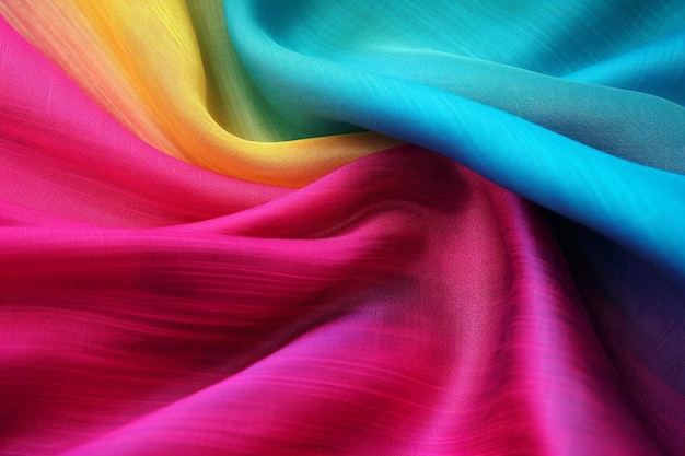 Leuchtende Farbe Seide Satin Wellen Vorhänge abstrakter Hintergrund Fließendes Gewebe Material Texturkonzept