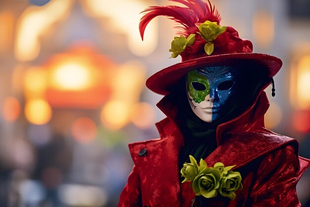 Leuchtende Figur in Maske auf dem Karneval von Venedig