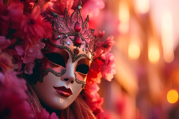 Leuchtende Figur in Maske auf dem Karneval von Venedig