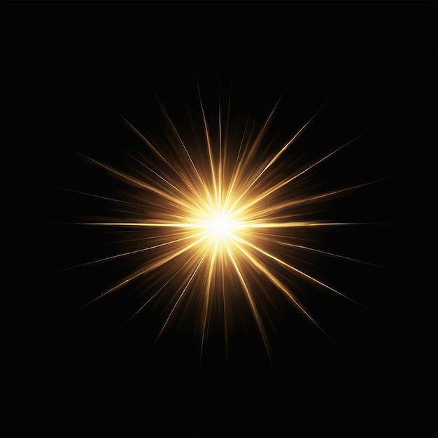 Foto leuchtende lichtburst-explosion auf schwarzem hintergrund vektorillustration lichtwirkung dekorationstrahl