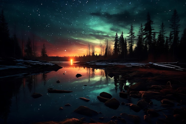 Leuchtende Nachtlandschaften Nachtlandschaftsfoto