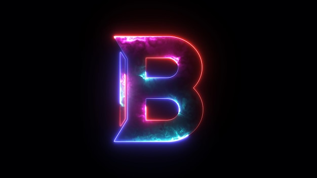 Leuchtende Neonblau- und Lila-Alphabet B-Symbol Leuchtende Alphabet B-Icon Leuchtende Buchstabe