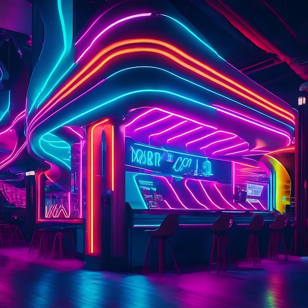 Leuchtende Neonlichter erhellen den lebhaften Nachtclub