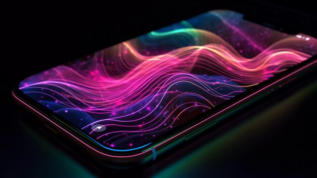 Leuchtende Neonwellen Tauchen Sie mit dieser abstrakten generativen KI in eine faszinierende digitale Welt ein