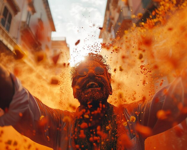 Leuchtende Pulverfarbe für das Holi-Festival