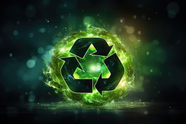 Leuchtende Recycling-Symbol Sortieren und Recyceln Umweltleihkonzept Welt-Recycling-Tag-Schild