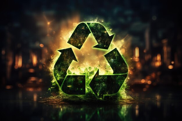 Leuchtende Recycling-Symbol Sortieren und Recyceln Umweltleihkonzept Welt-Recycling-Tag-Schild