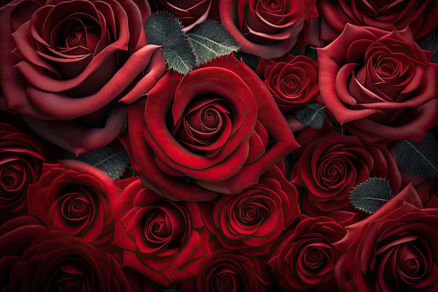 Leuchtende rote Rosen zum Valentinstag – ein hyperrealistisches Fotografie-Meisterwerk