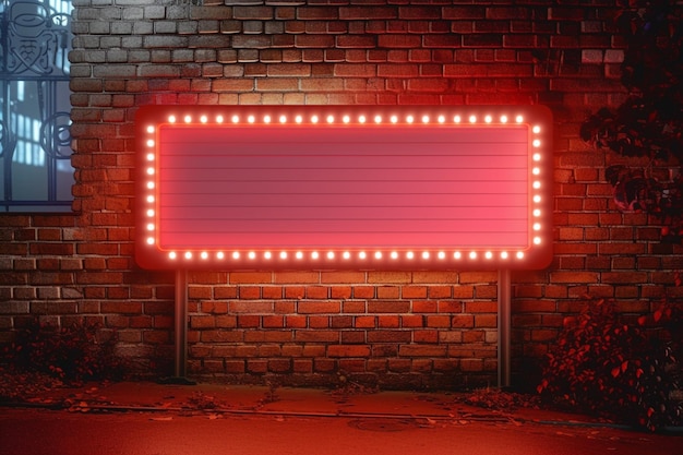 Leuchtender Rackentitelrahmen im Retro-Stil mit leeren Neonlichtern im Hintergrund