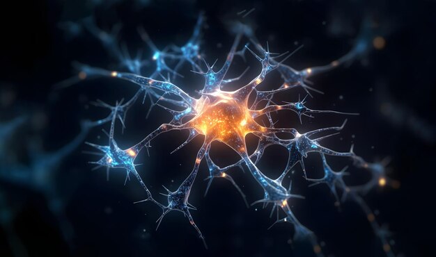 Foto leuchtender synapsenhintergrund mit mehrfarbiger neuronaler kommunikation
