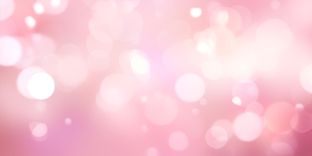 Leuchtender, verschwommener, hellrosa Bokeh-Hintergrund mit Glitzern und Lichtern. Leuchtendes Feiertagsbanner für Weihnachten, Neujahr und andere Feierlichkeiten mit Bokeh-Lichtern und Kopierraum. Generative KI