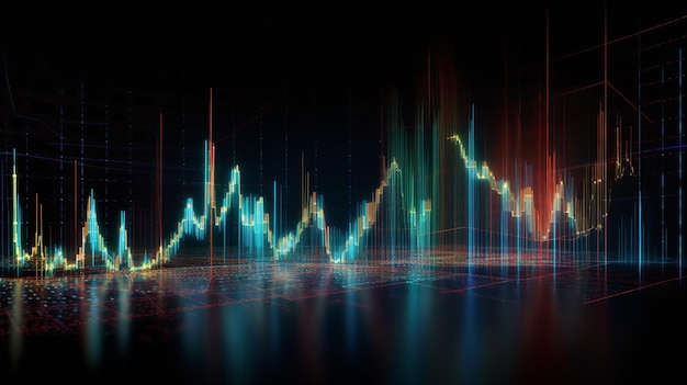 Leuchtendes Börsendiagramm auf dem digitalen Bildschirm