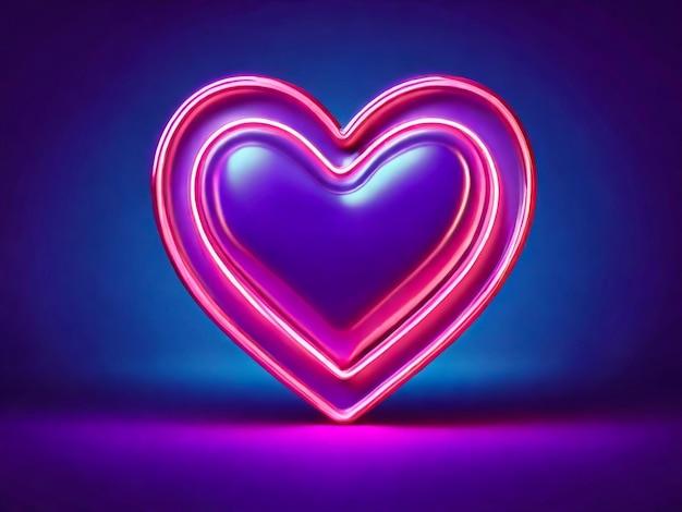 Foto leuchtendes herz neonzeichen retro-neon-herzzeichen auf lila hintergrund designelement für happy valent