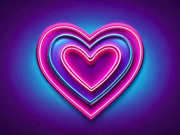 Foto leuchtendes herz neonzeichen retro-neon-herzzeichen auf lila hintergrund designelement für happy valent